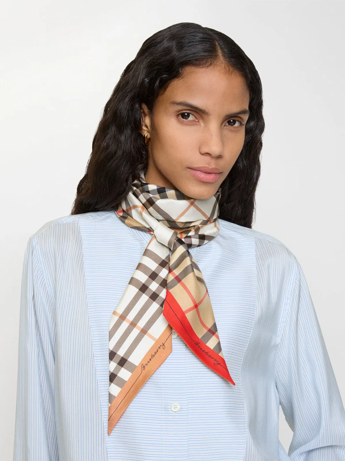 Burberry Sand Check Silk Skinny Foulard