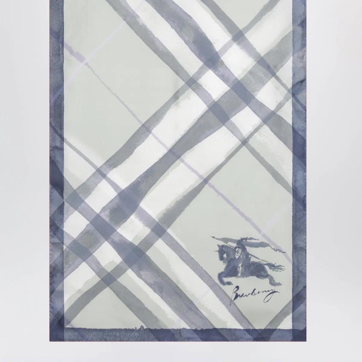 Burberry Large Watercolour Check Silk Scarf In Gr