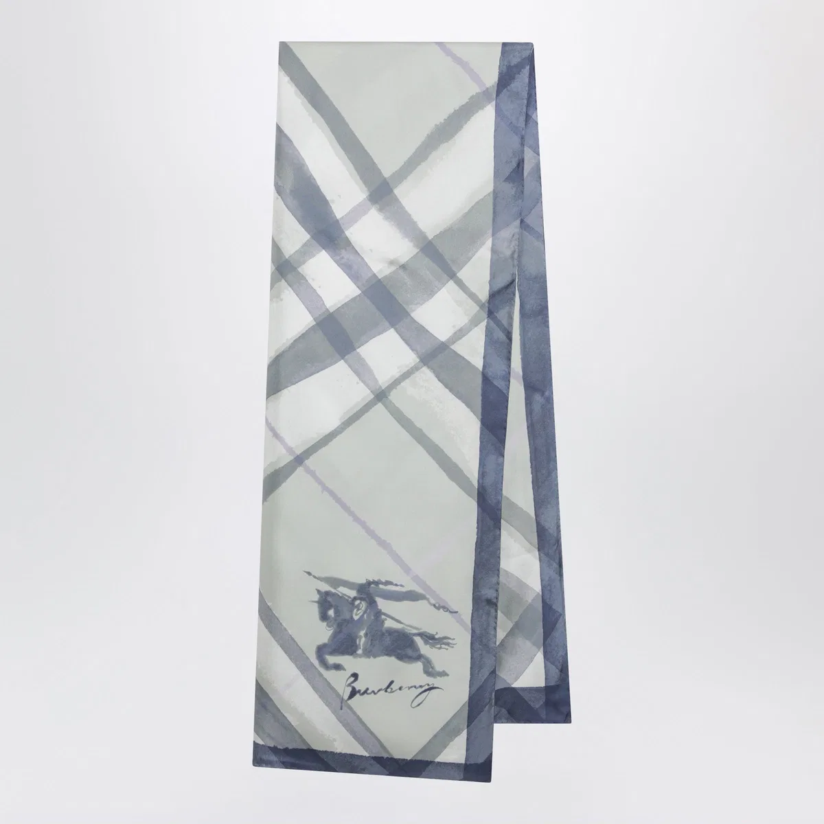 Burberry Large Watercolour Check Silk Scarf In Gr