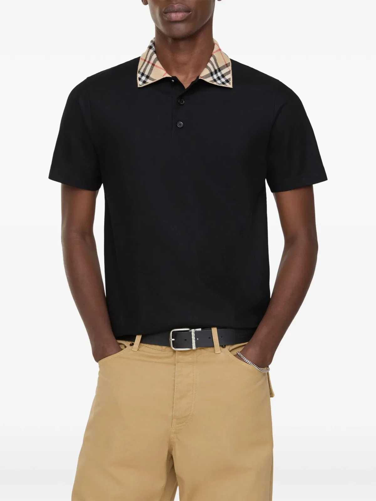 Burberry Check-Collar Cotton Polo Shirt