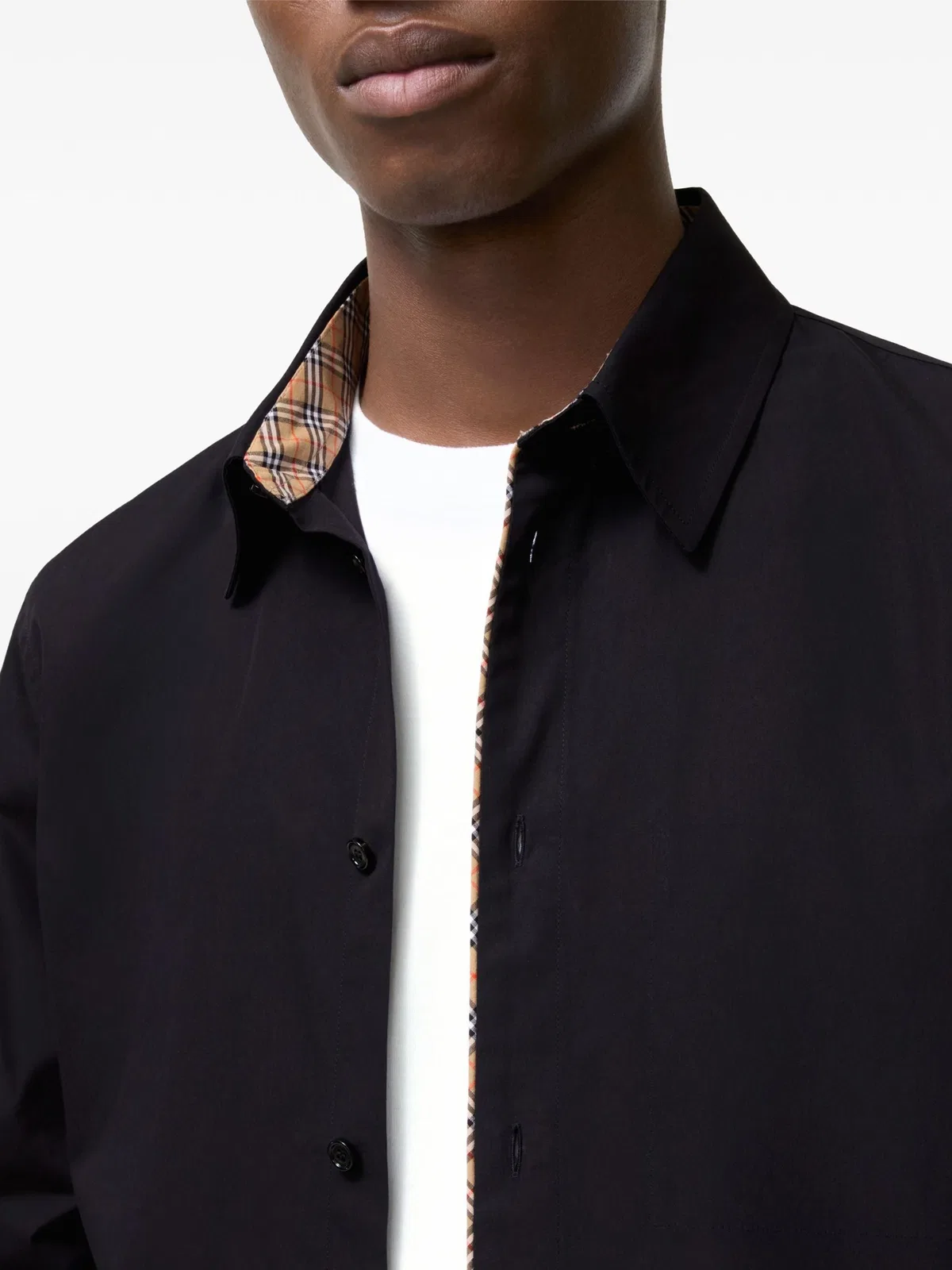 Burberry Classic-Fit Check Piping Cotton Poplin S