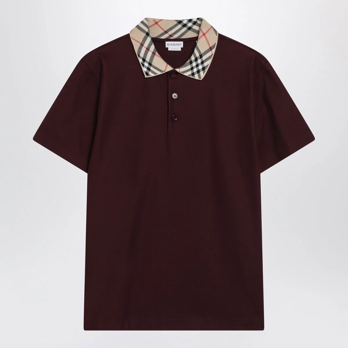 Burberry Cotton Polo Shirt With Check Collar In V