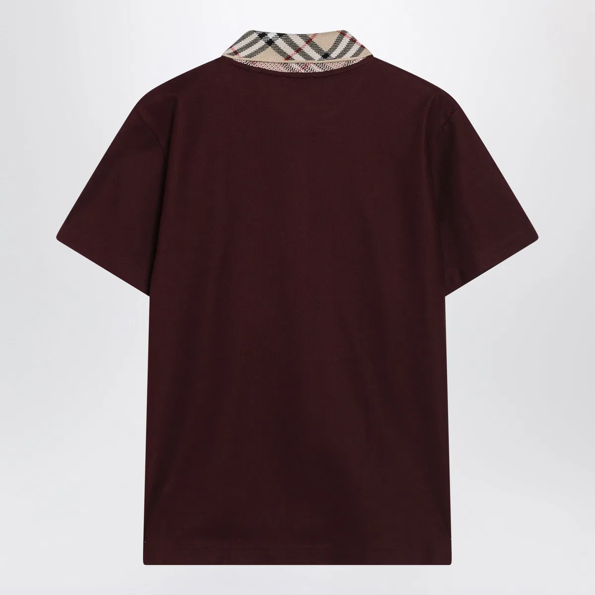Burberry Cotton Polo Shirt With Check Collar In V