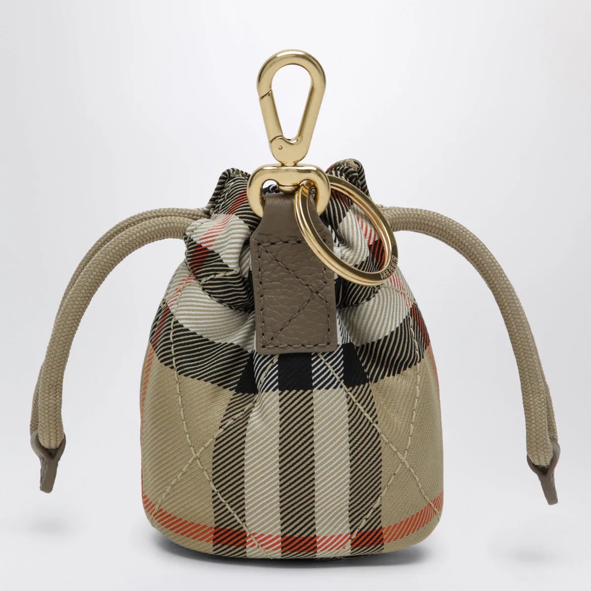Burberry Horseshoe Bag Charm In Sand Check