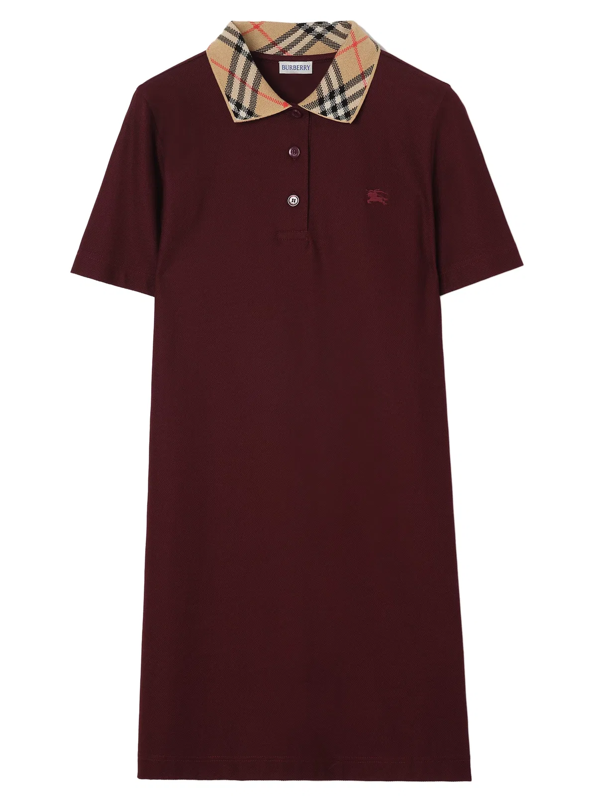 Burberry Cotton Polo-Style Dress With Check Colla