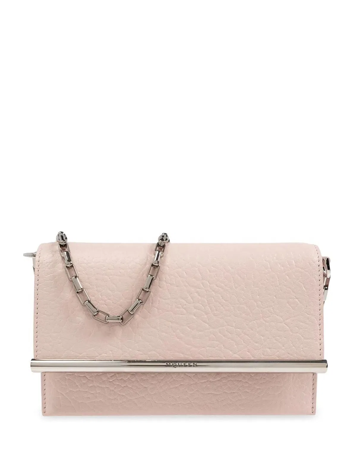 Alexander Mcqueen Pink Leather Mini Cross-Bar Clutch