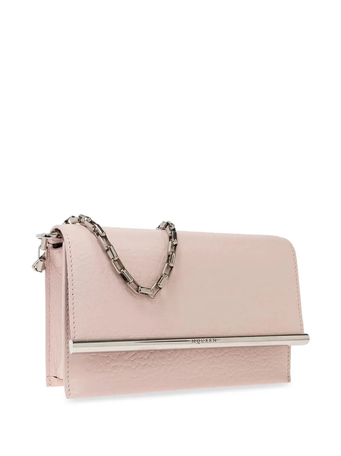 Alexander Mcqueen Pink Leather Mini Cross-Bar Clutch