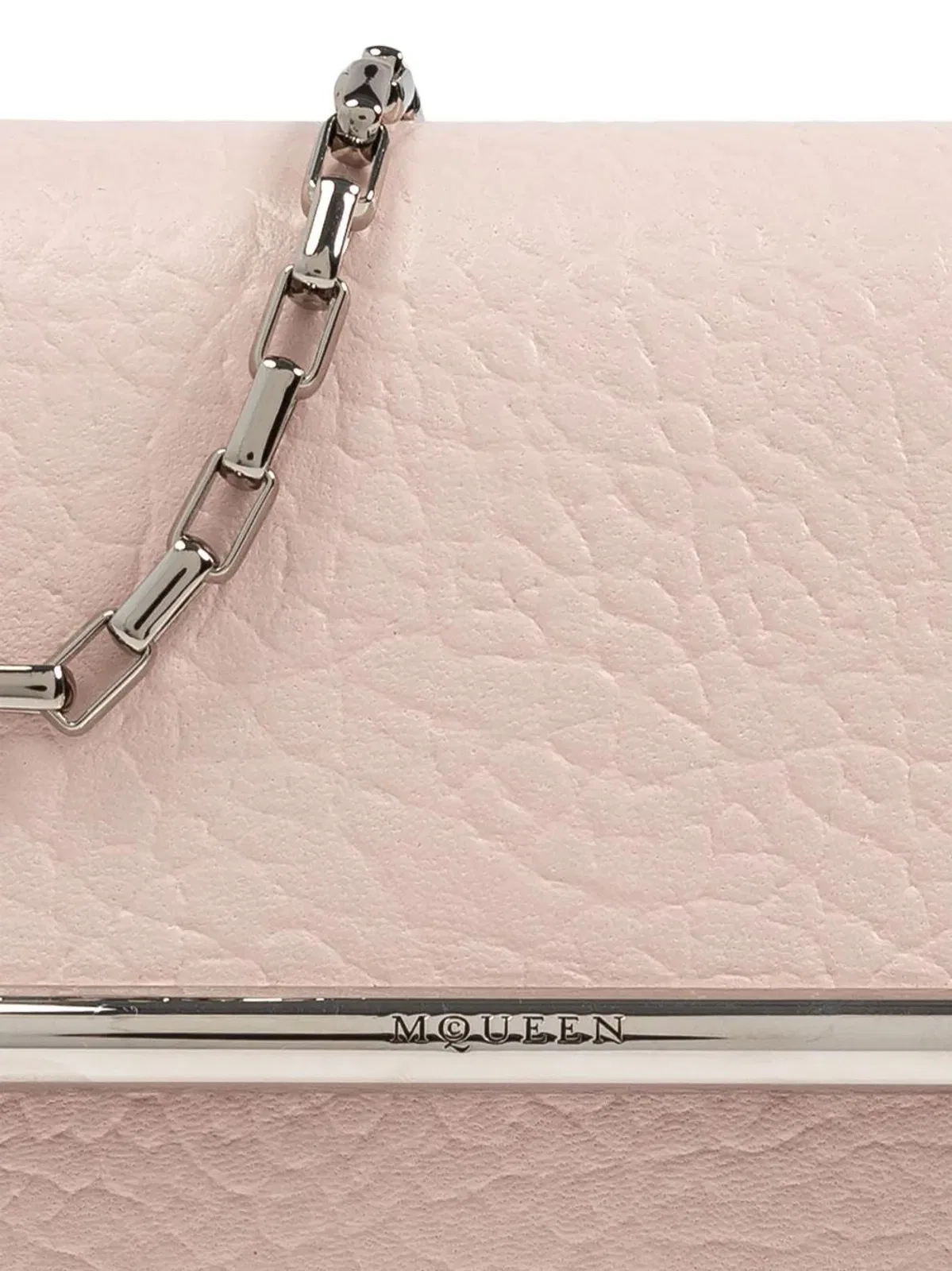 Alexander Mcqueen Pink Leather Mini Cross-Bar Clutch