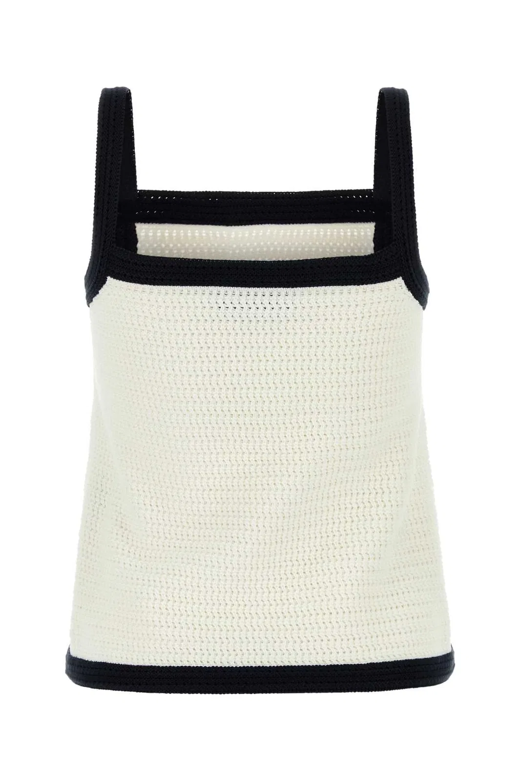 Gucci White Stretch Crochet Tank Top