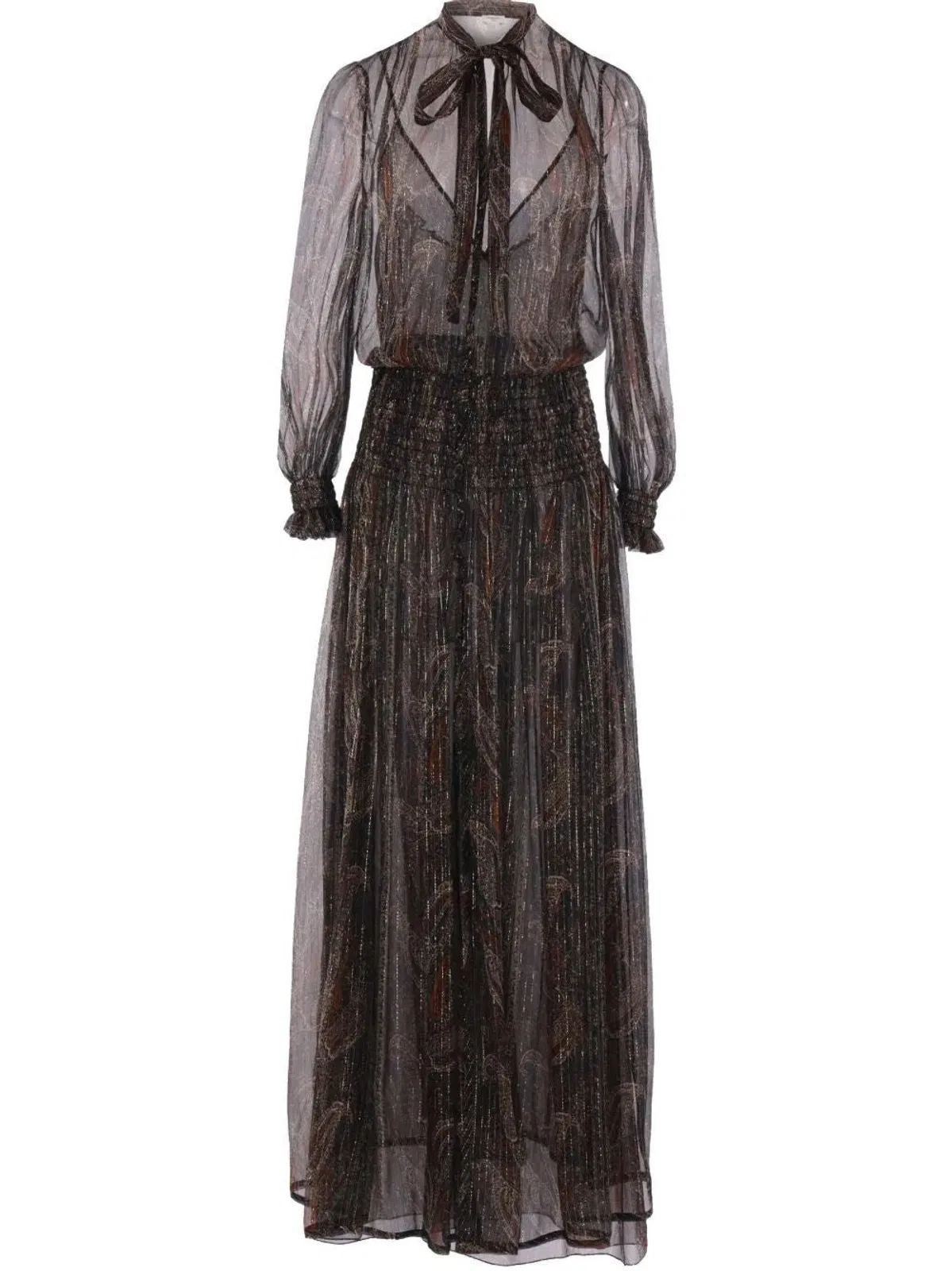 Saint Laurent Dress In Silk Lurex With Paisley Motif