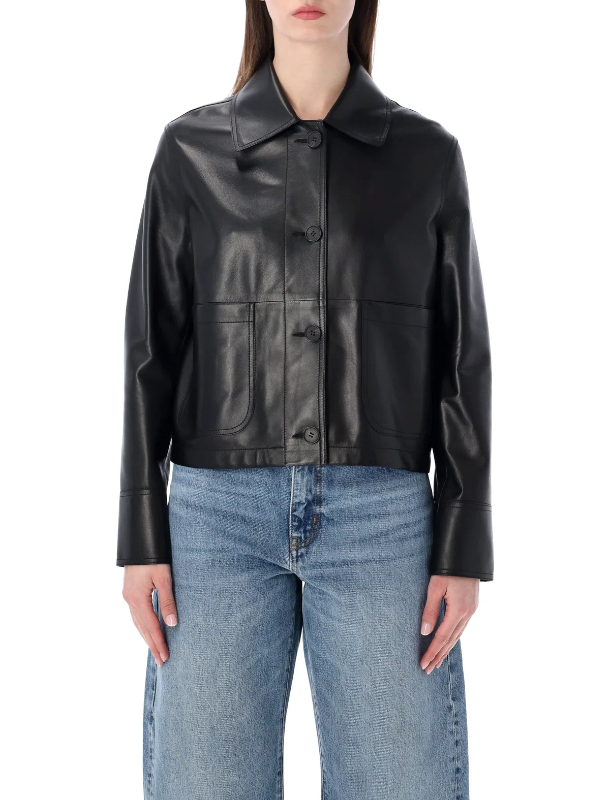 Sword 6.6.44 Nappa Leather Cropped Jacket