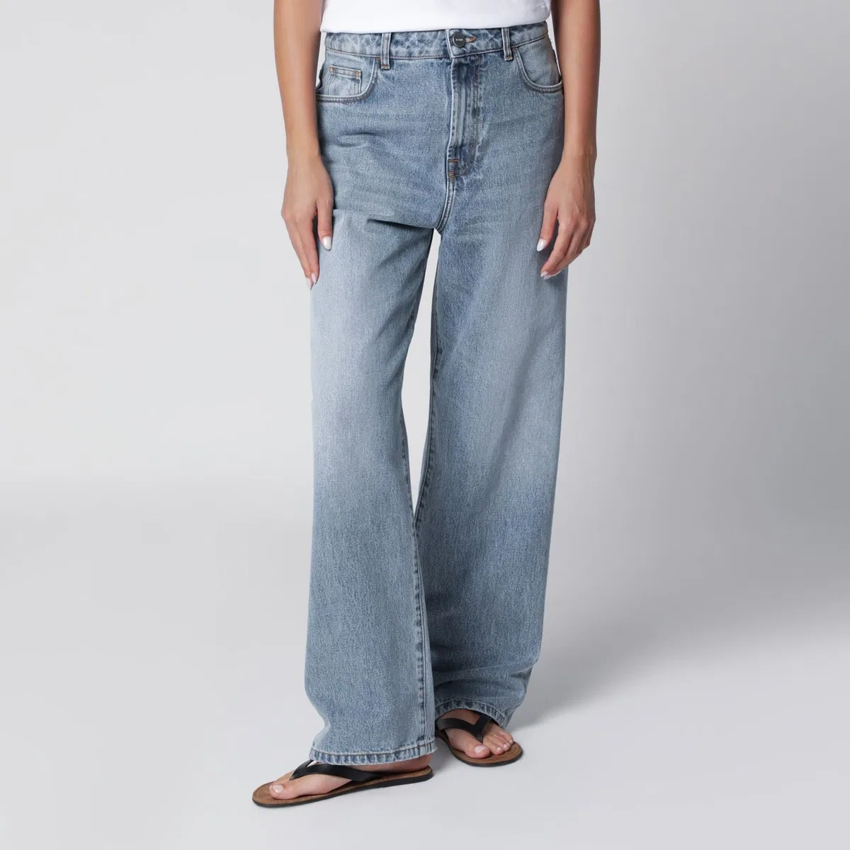 Róhe Blue Washedeffect Bruun Wideleg Jeans