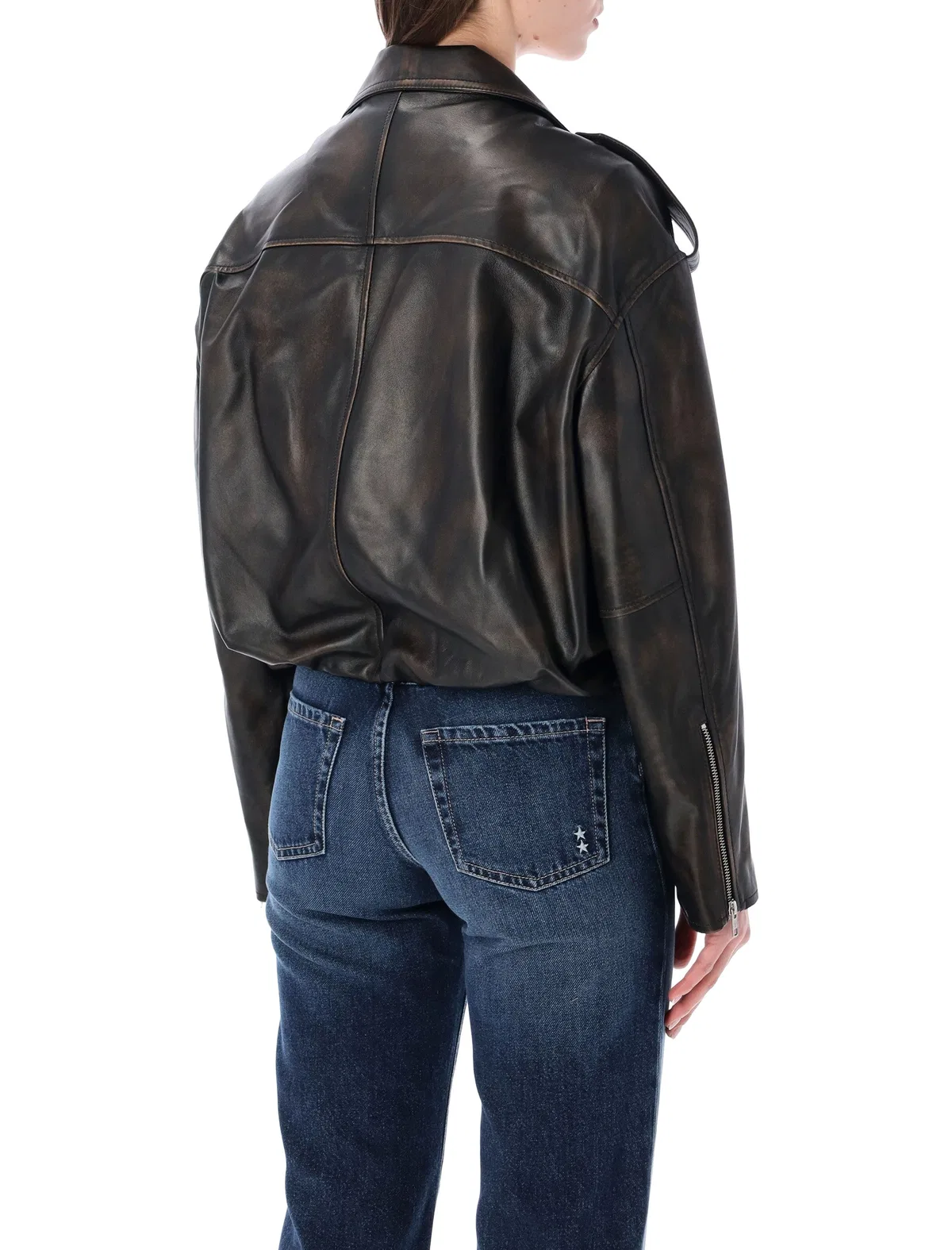 Sword Elastic Hem Leather Jacket