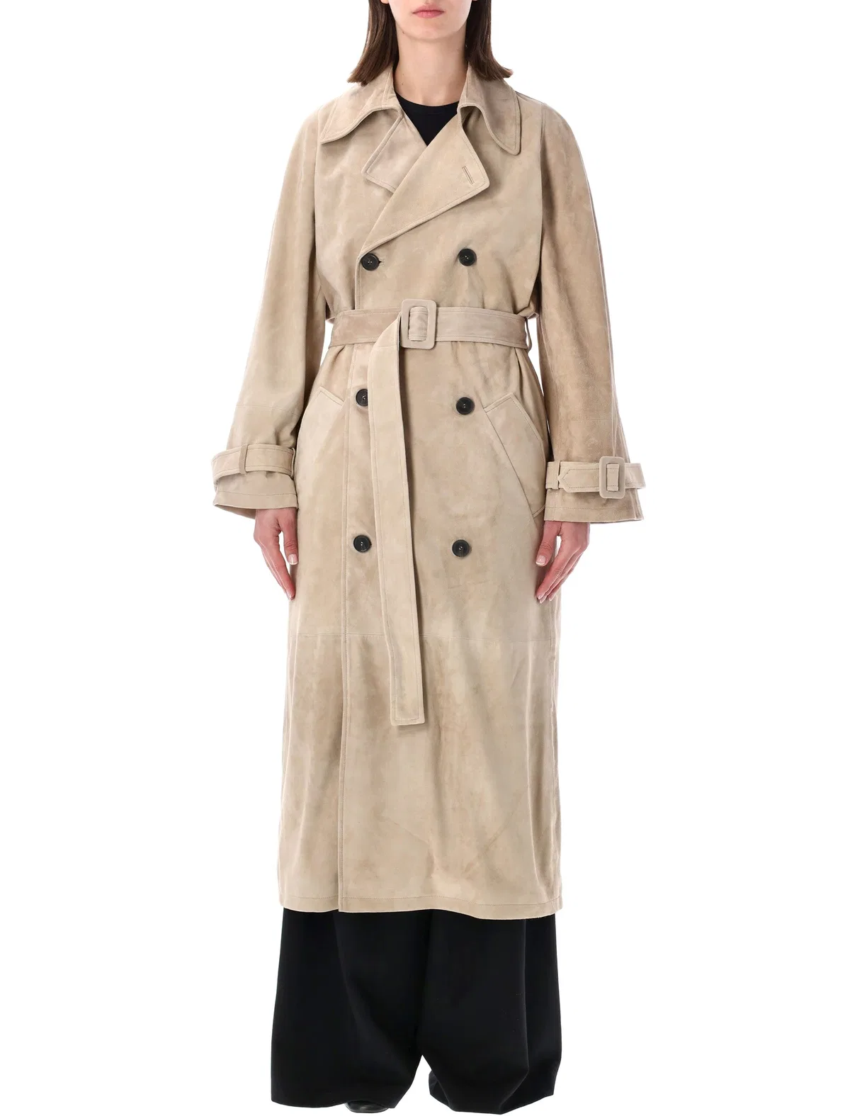 Sword Suede Leather Trench Coat