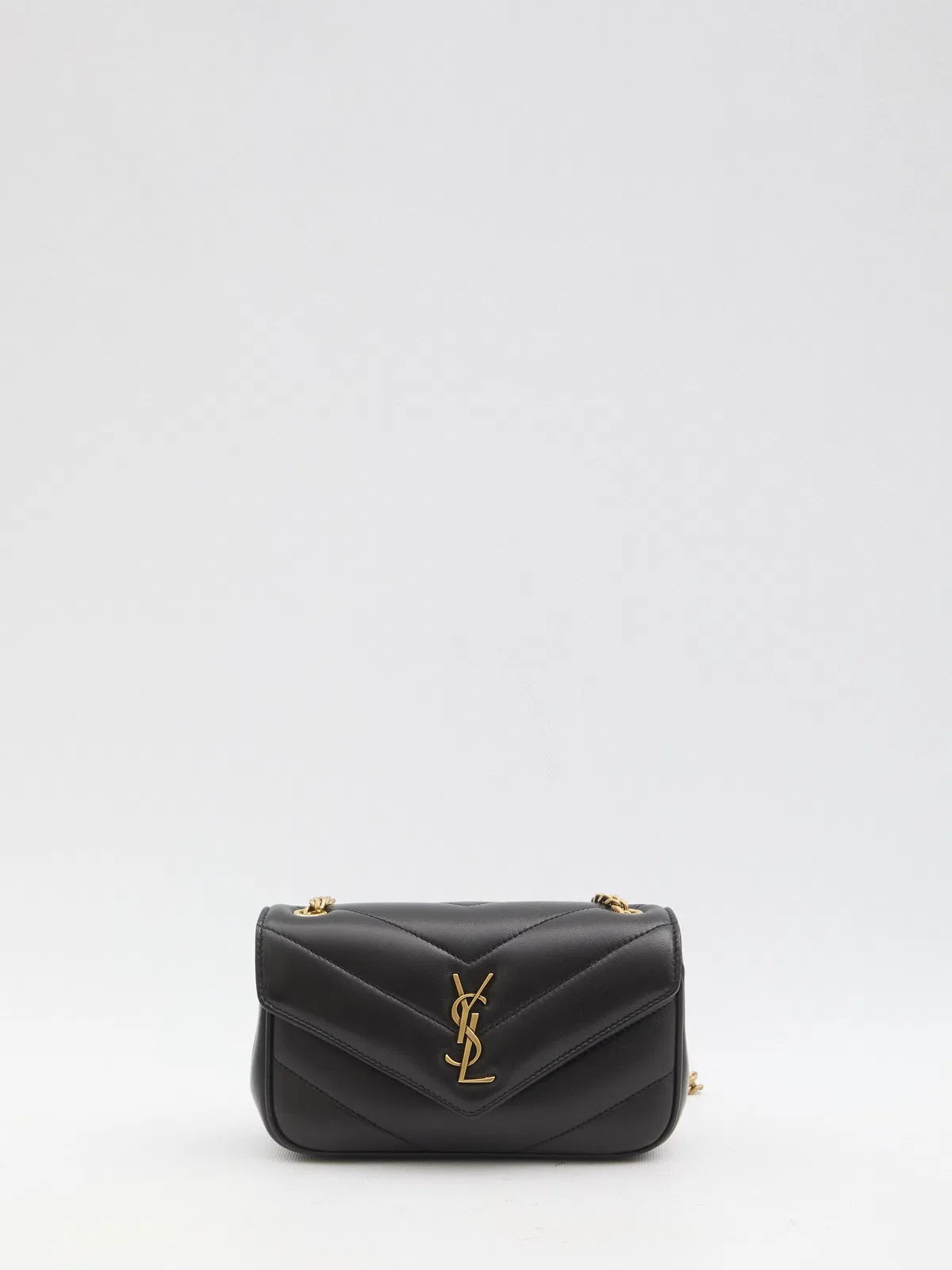 Saint Laurent Black Leather Mini Loulou Crossbody Bag