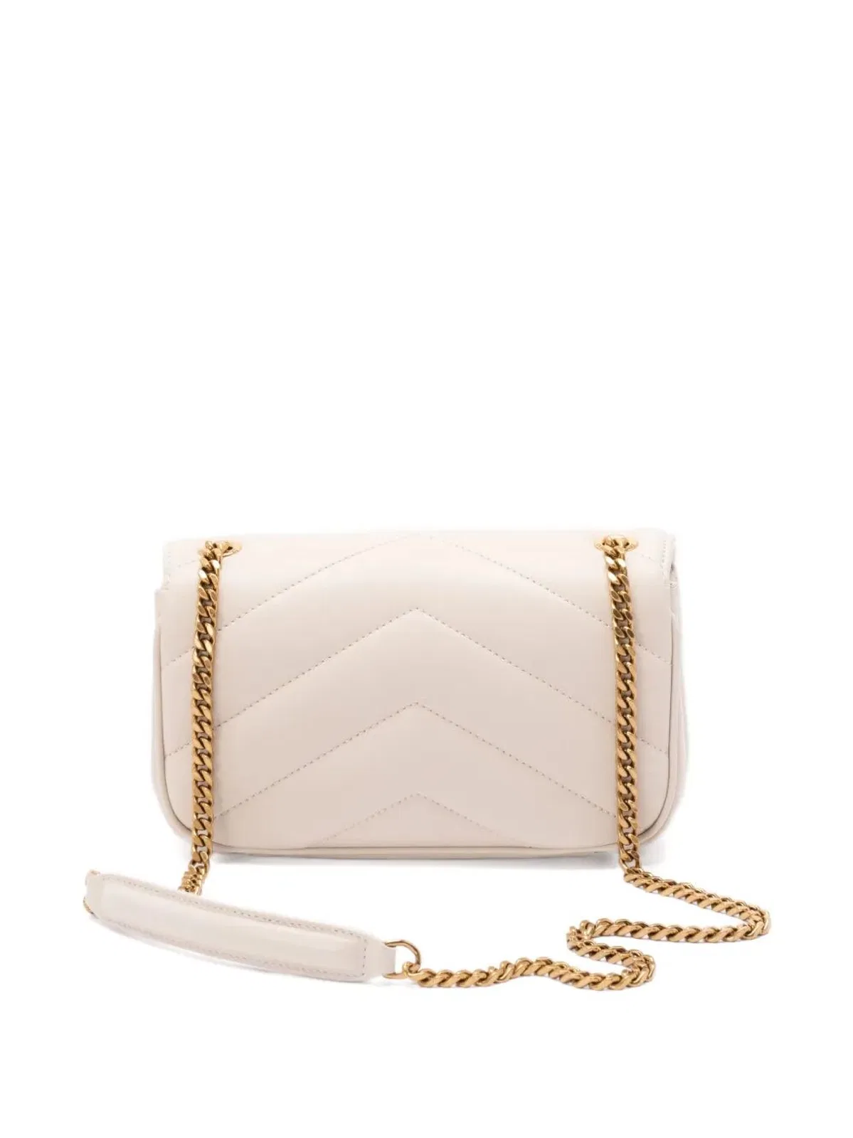 Saint Laurent Ivory Leather Mini Loulou Crossbody Bag