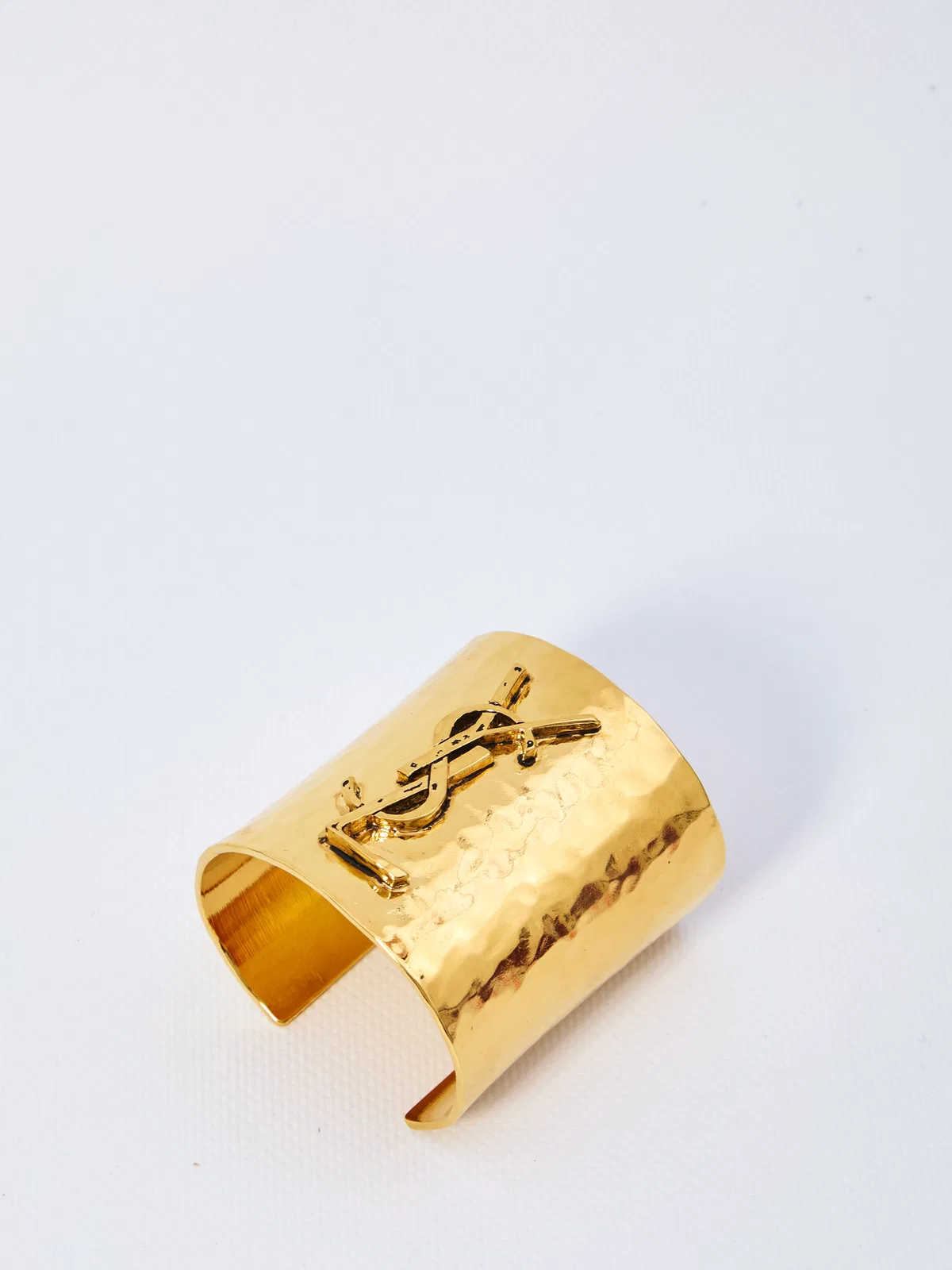 Saint Laurent Hammered Cuff Bracelet Featuring The Cas