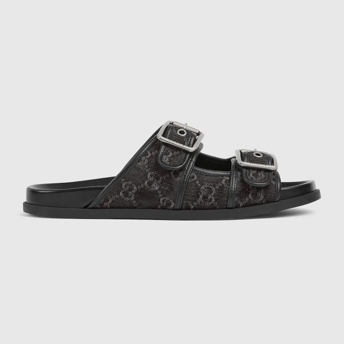 Gucci Denim Slider Sandal With Buckles