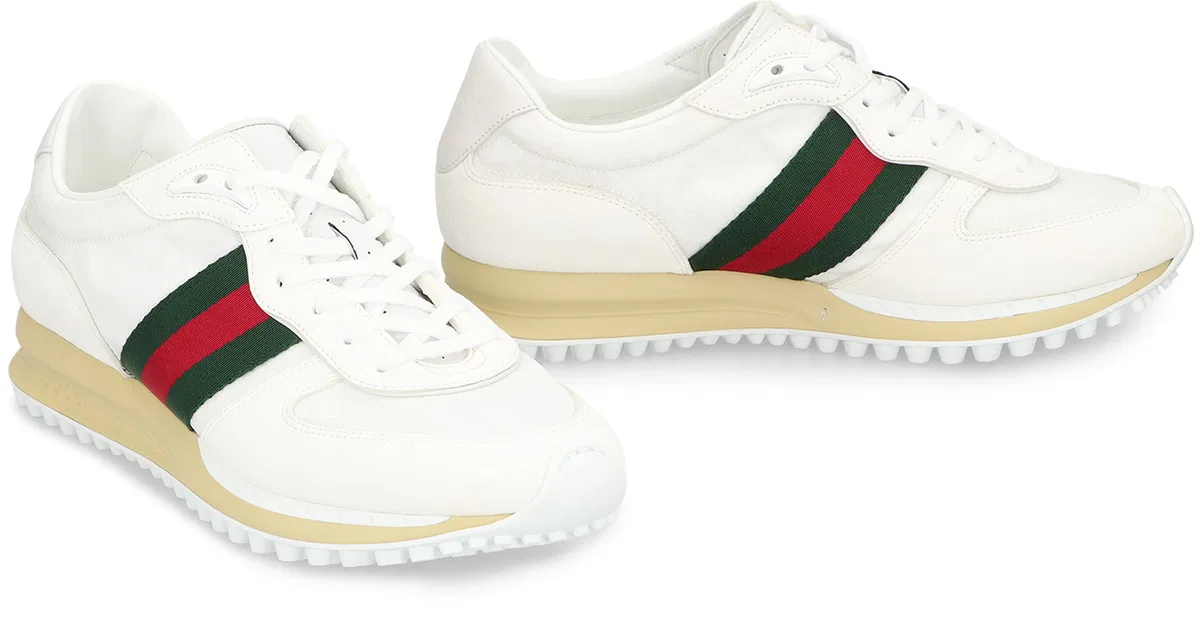 Gucci White Original Gg Fabric And Suede Gucci