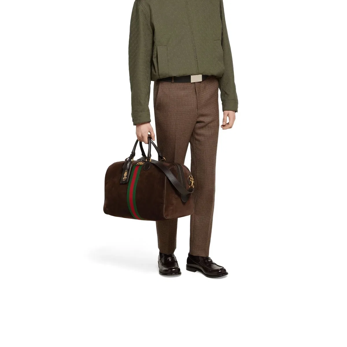 Gucci Dark Brown Suede Medium Gucci Savoy Trav