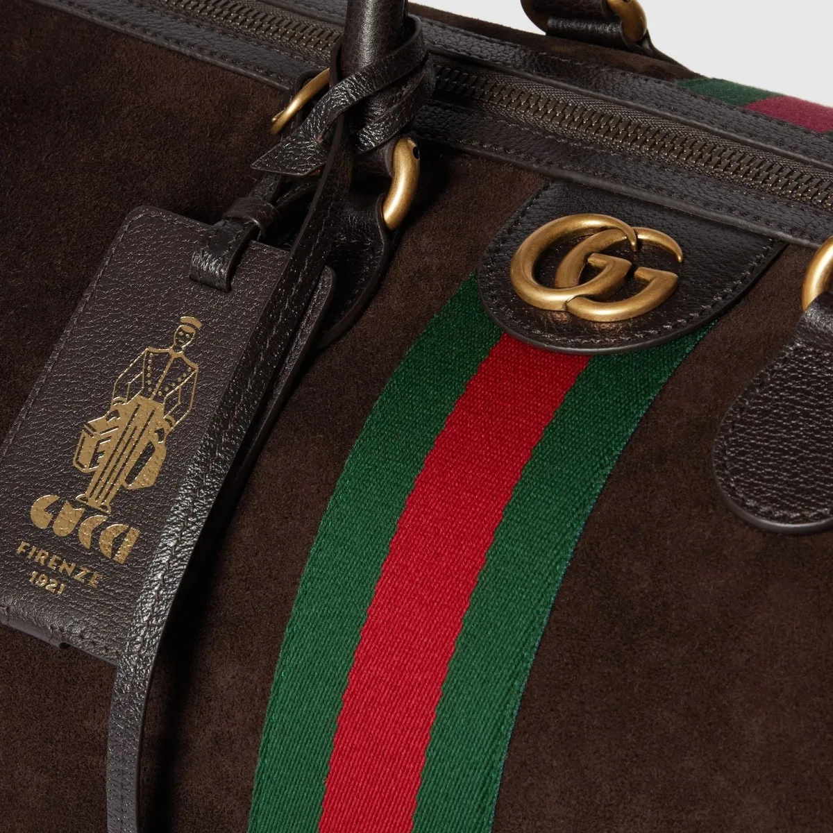 Gucci Dark Brown Suede Medium Gucci Savoy Trav