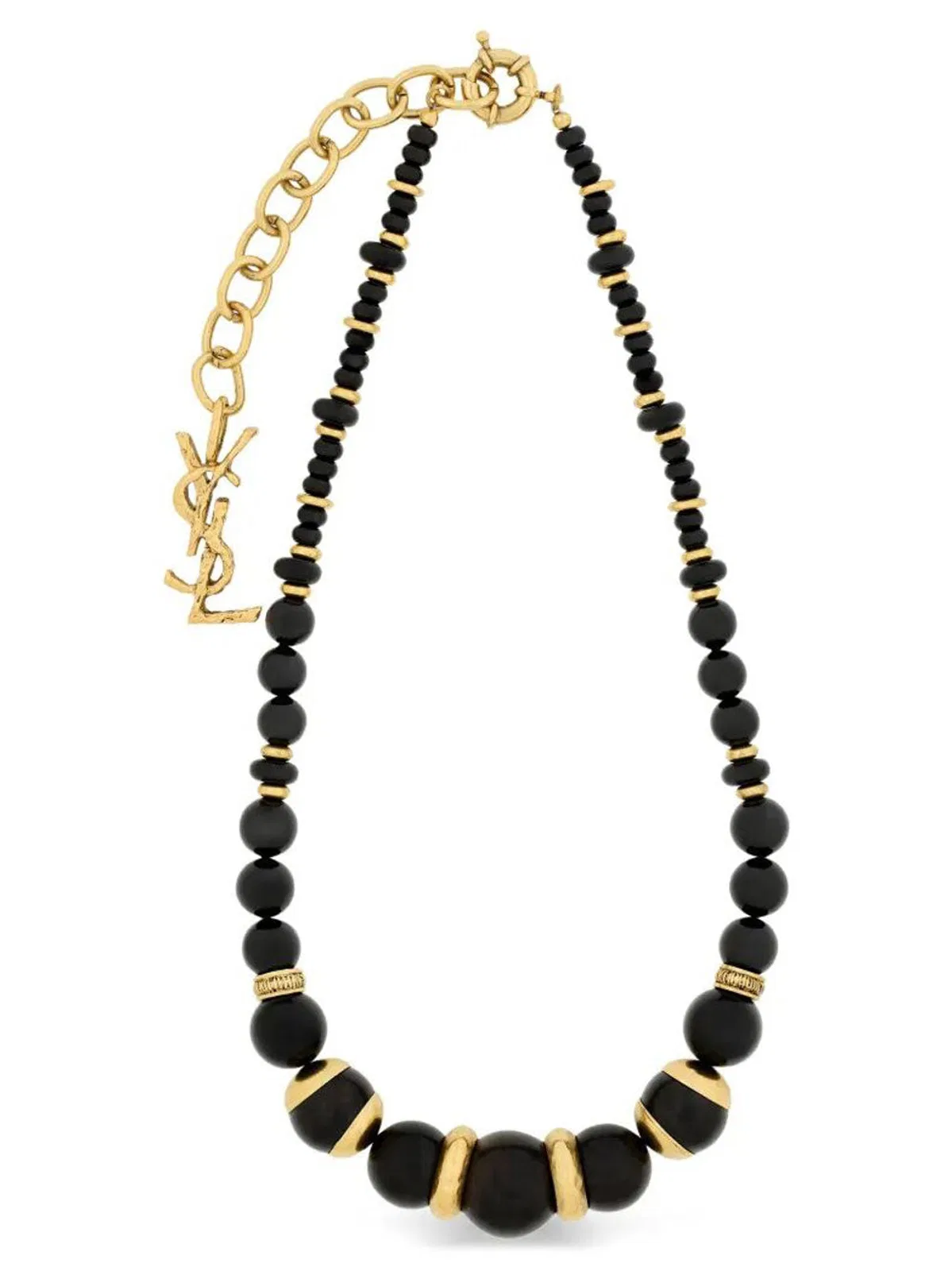 Saint Laurent Loulou Bead Necklace In Wood, Resin, And