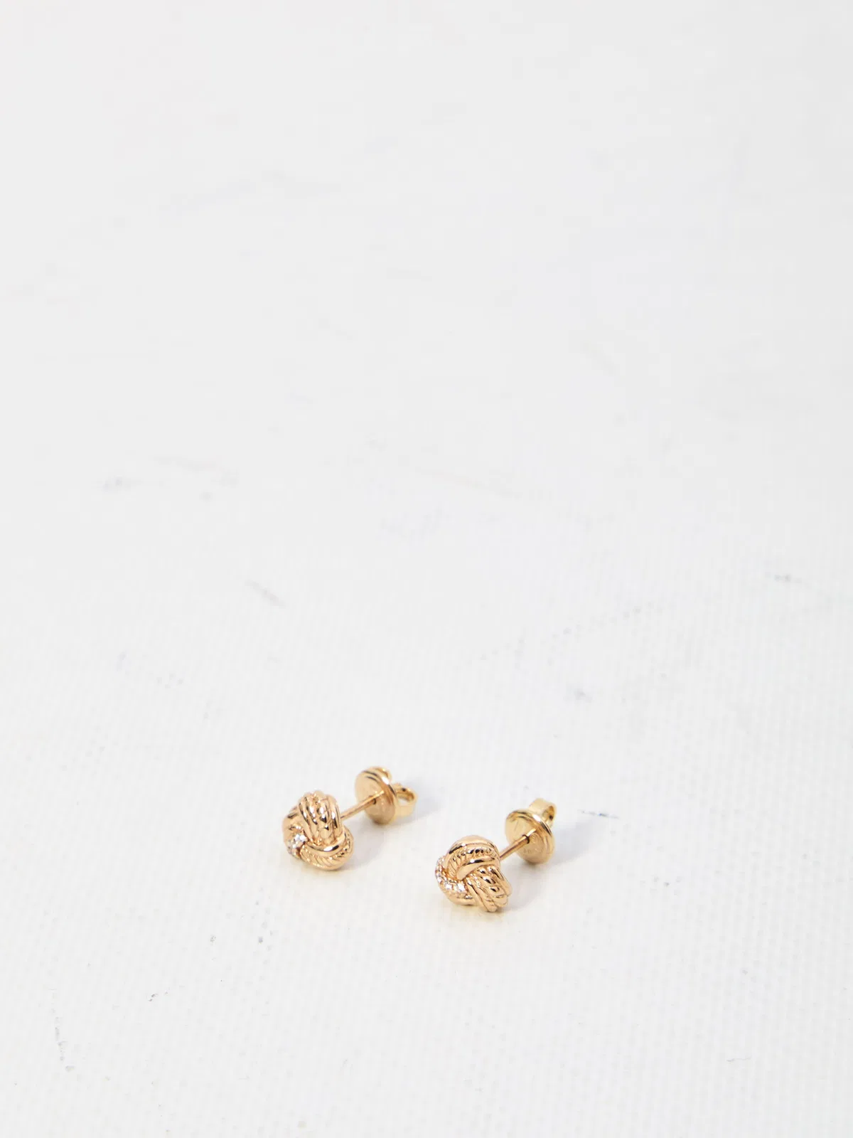 Bottega Veneta White Knotted Brass Stud Earrings
