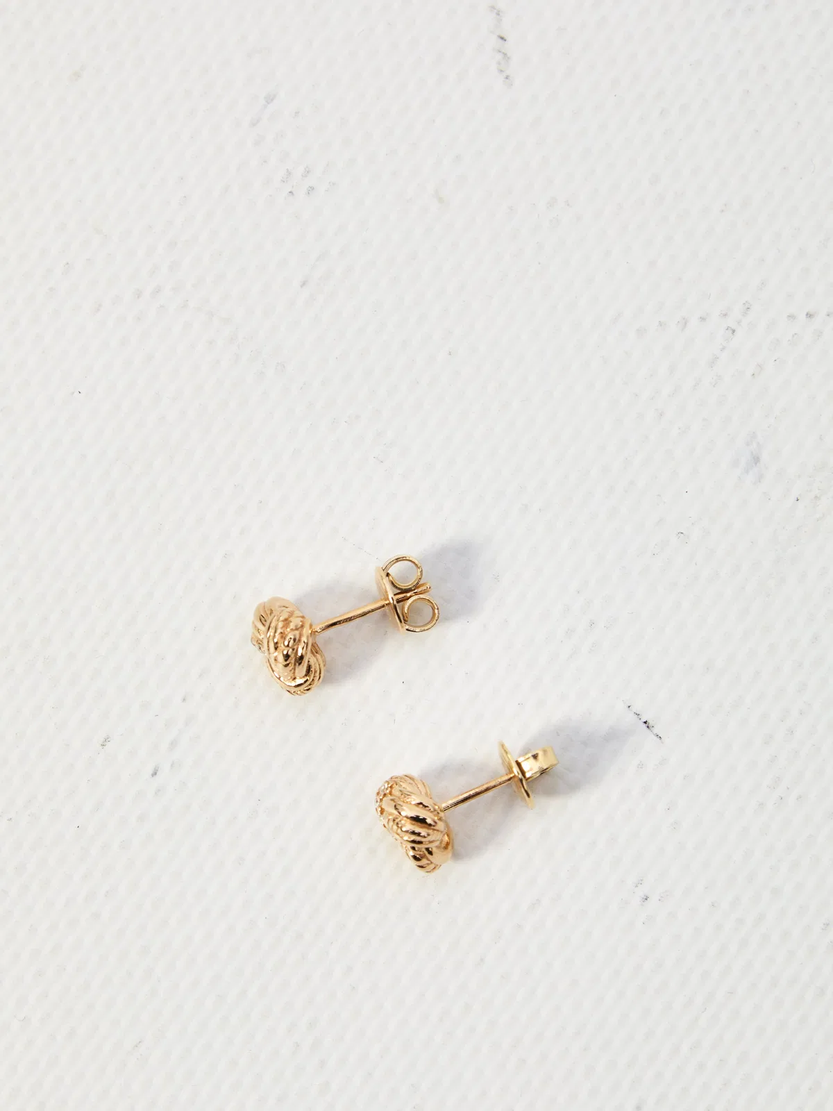 Bottega Veneta White Knotted Brass Stud Earrings