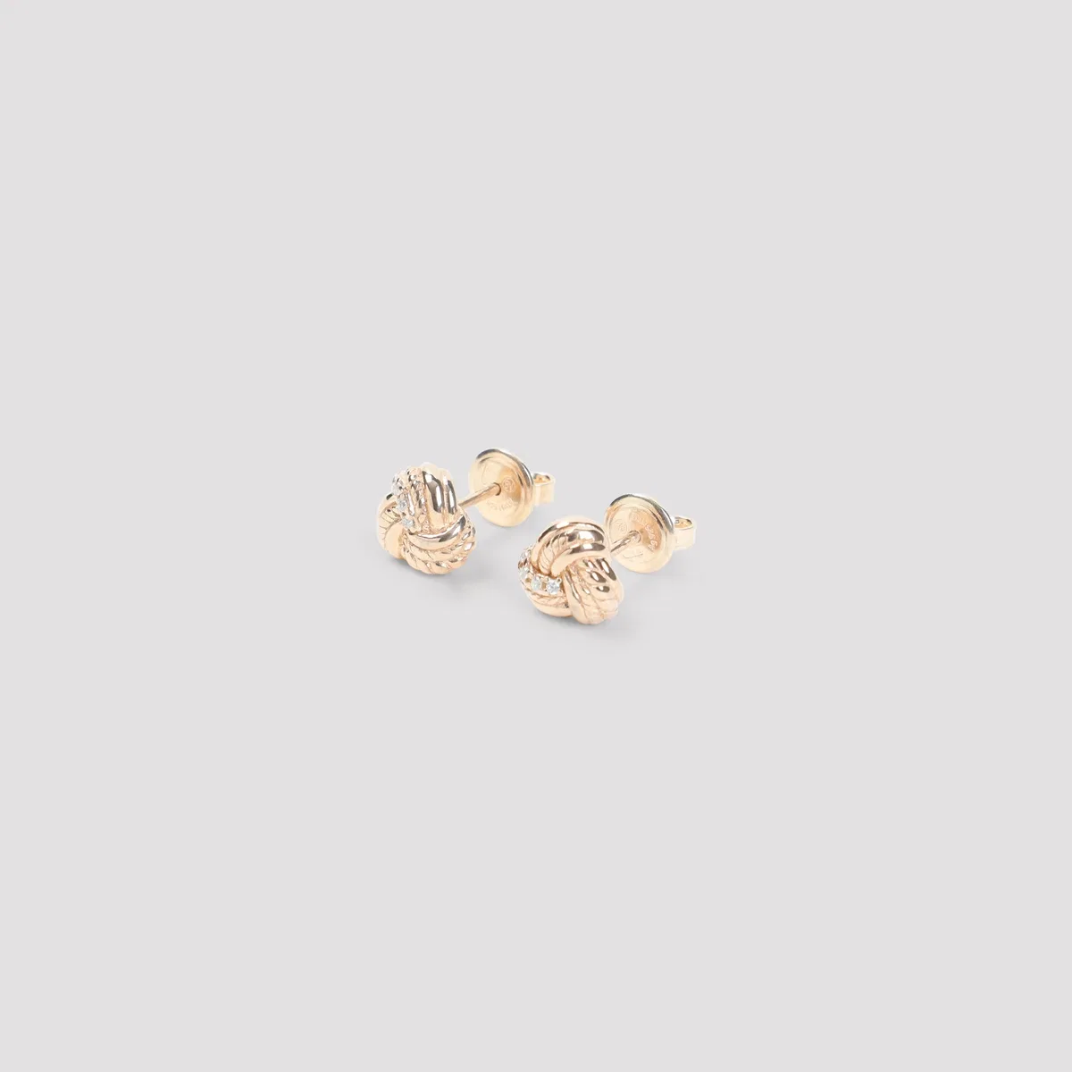 Bottega Veneta White Knotted Brass Stud Earrings