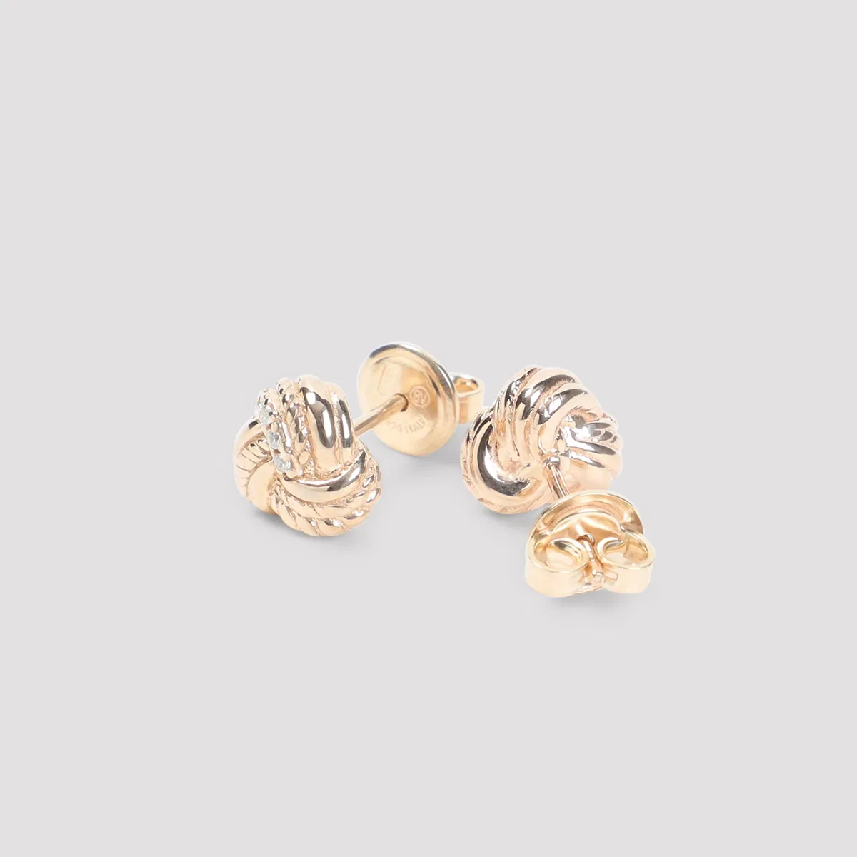Bottega Veneta White Knotted Brass Stud Earrings
