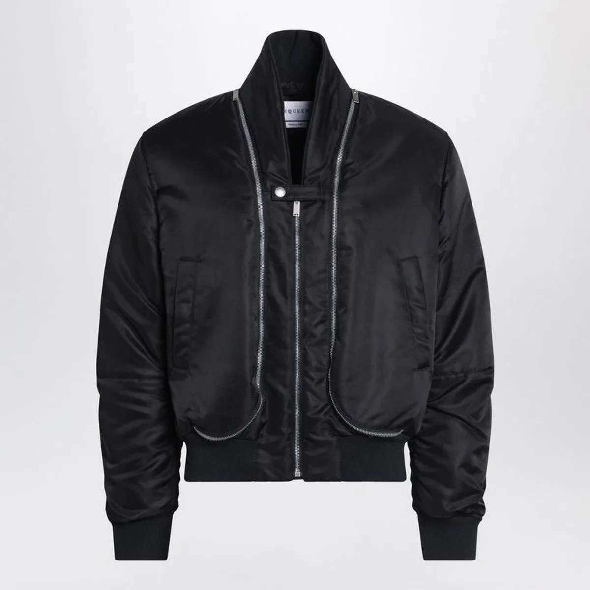 Alexander Mcqueen Black Nylon Zip Bomber