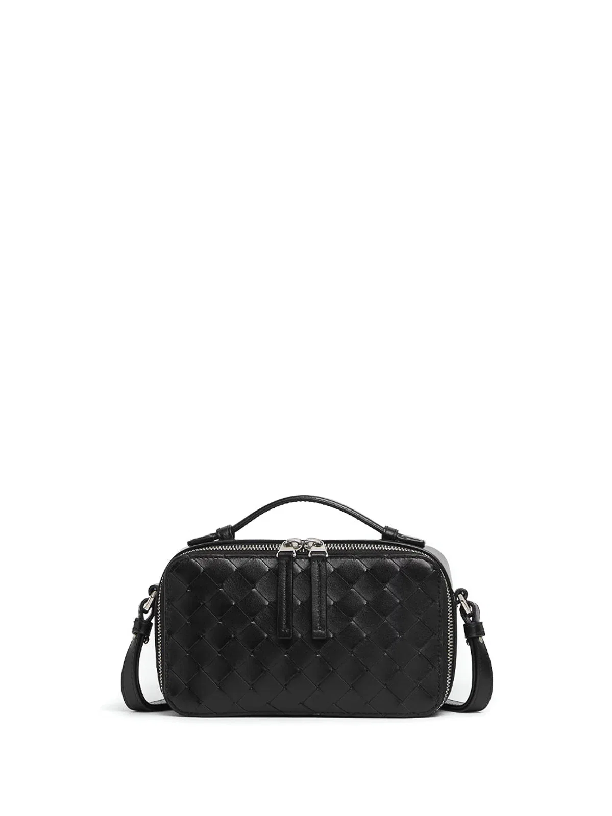 Bottega Veneta Black Silver Pouch Clutch