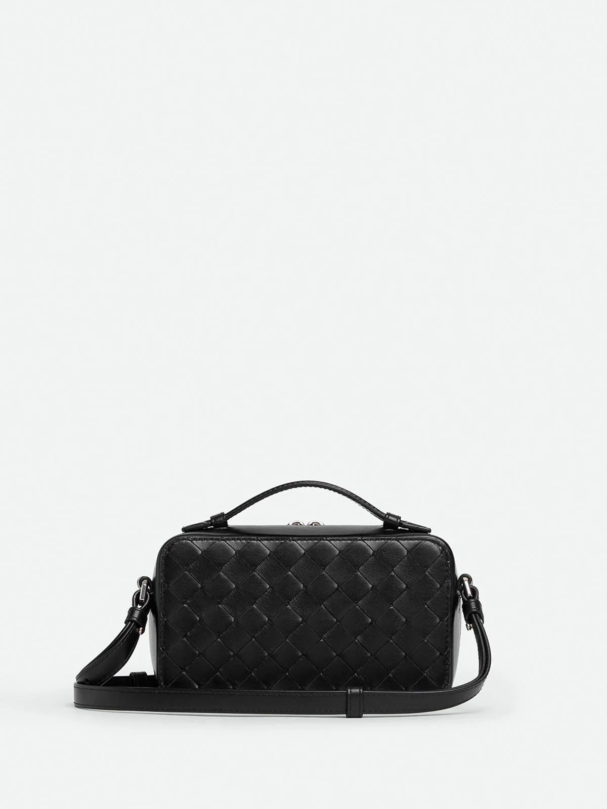 Bottega Veneta Black Silver Pouch Clutch
