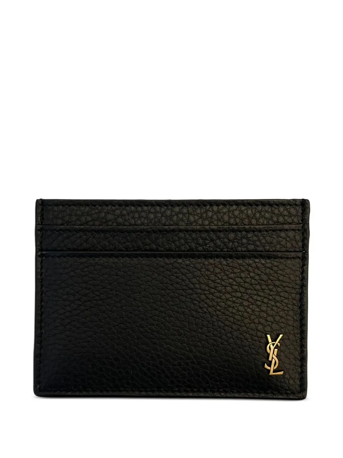 Saint Laurent Logo Plaque Leather Card Holder