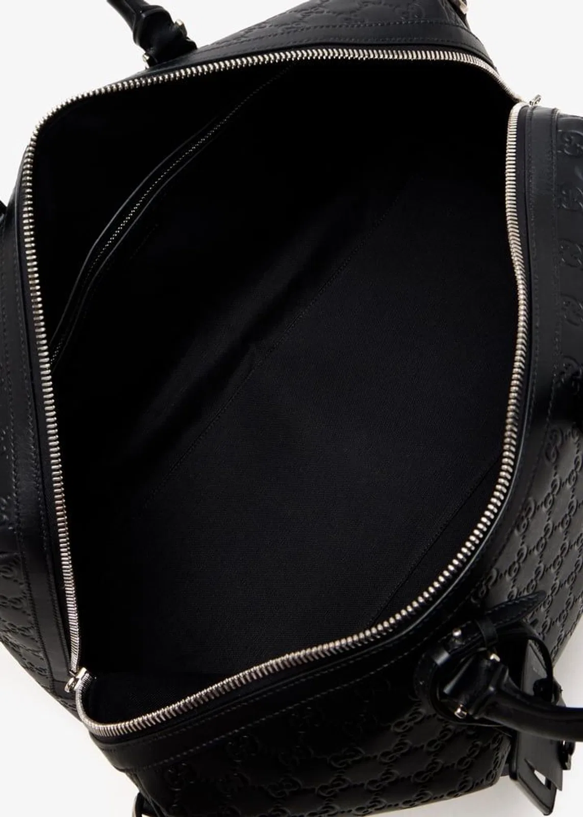 Gucci Black Leather Emblem Travel Bag