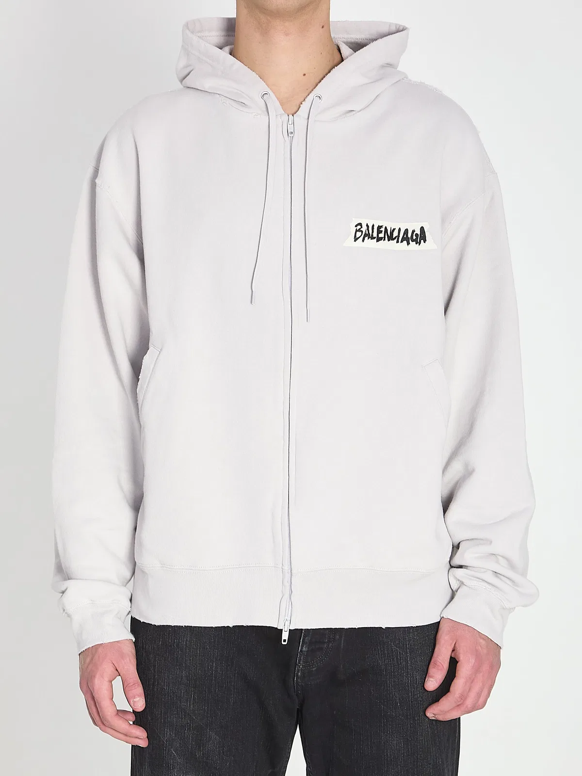 Balenciaga Zip-Up Hoodie In Masking Tape Design