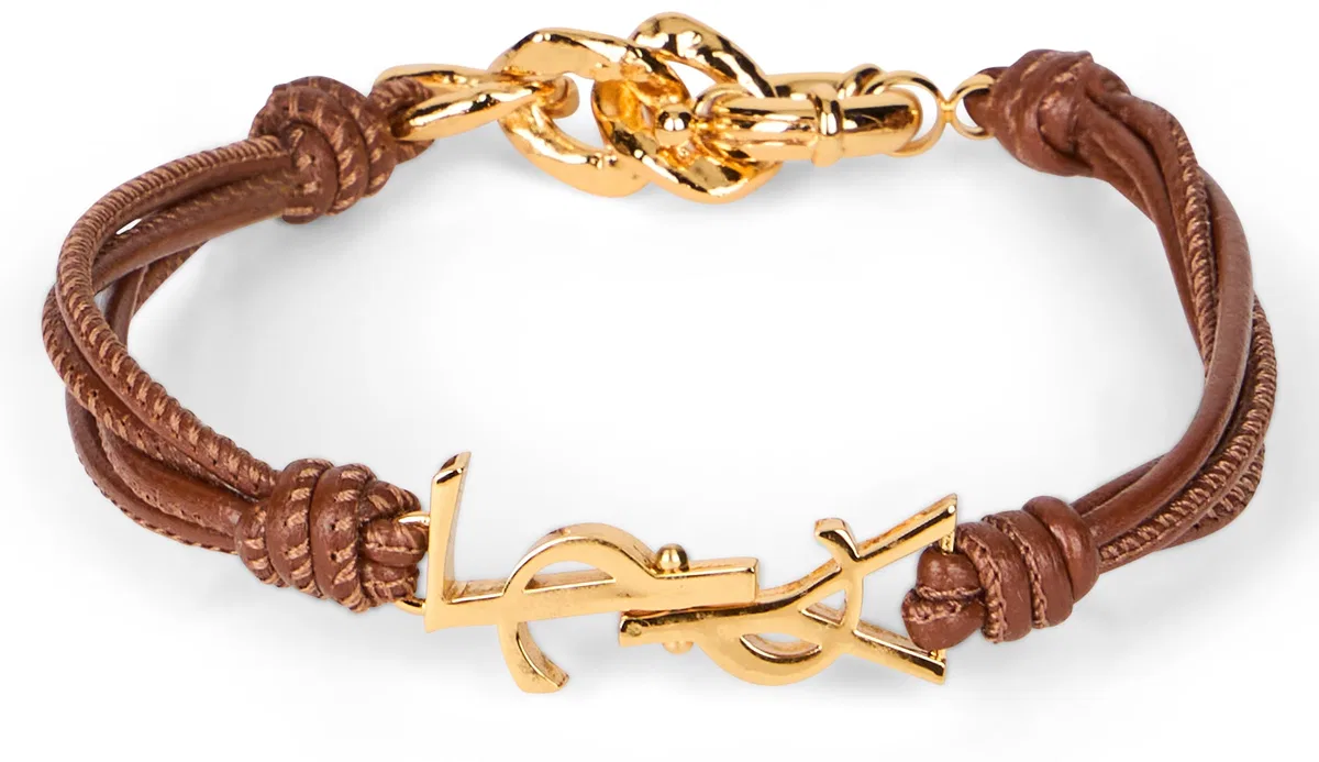 Saint Laurent Leather Bracelet With Logo