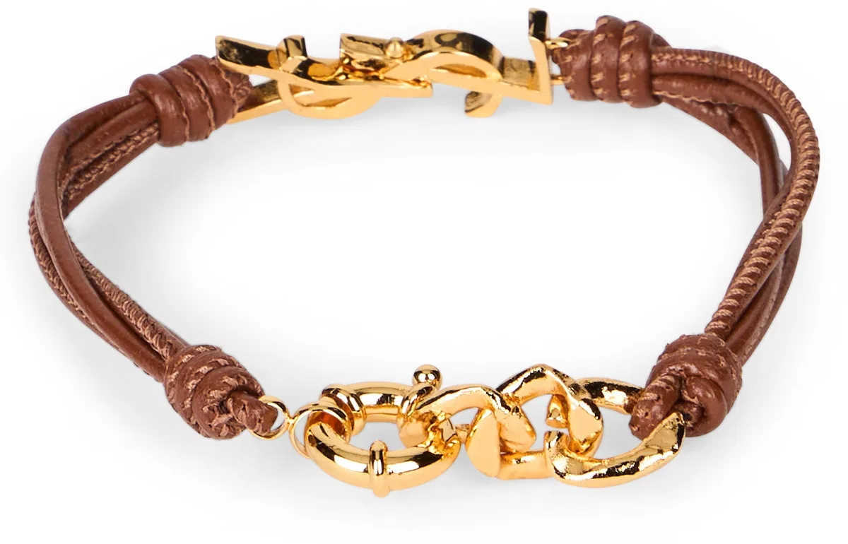 Saint Laurent Leather Bracelet With Logo