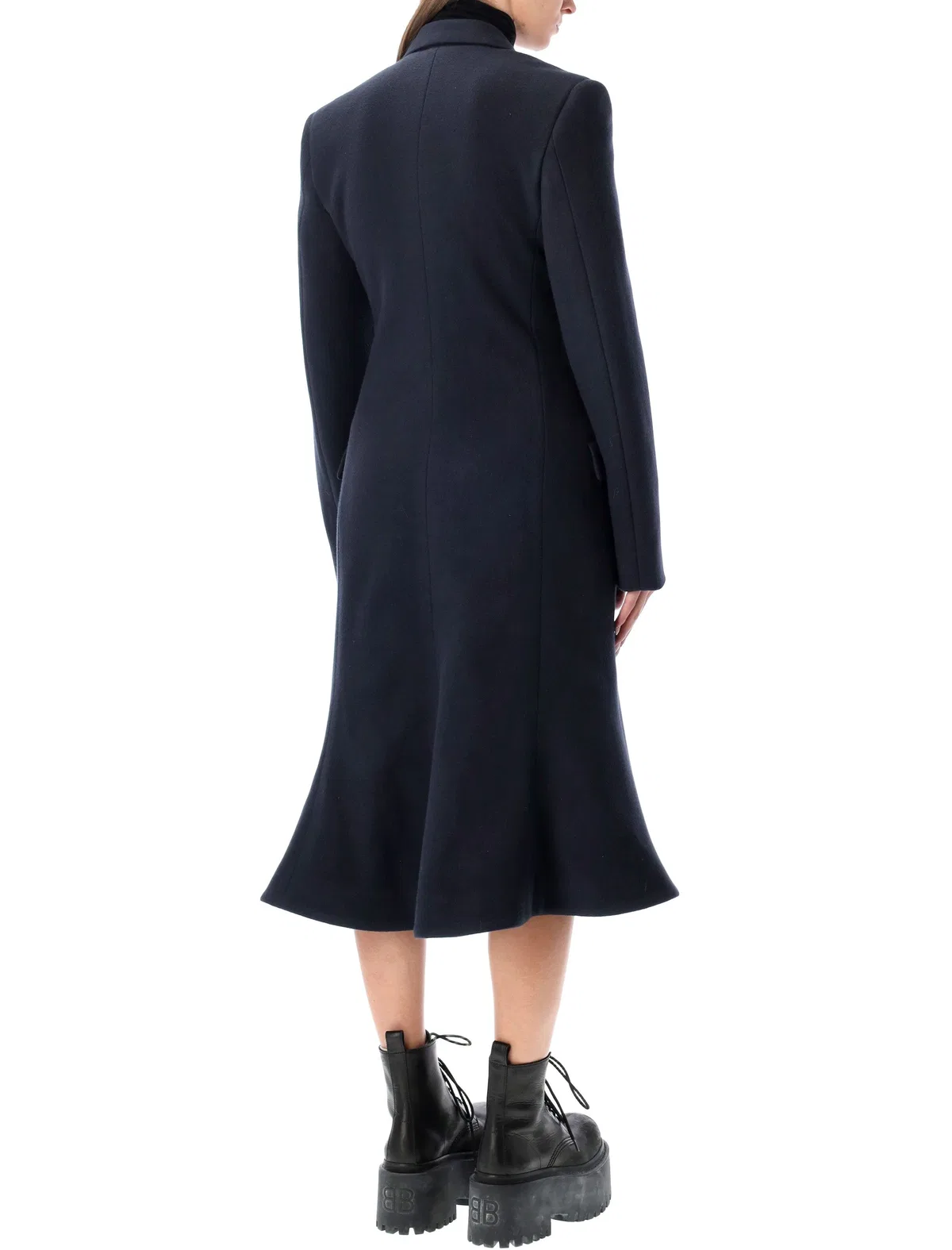 Balenciaga Godet Brushed Wool Midi Coat