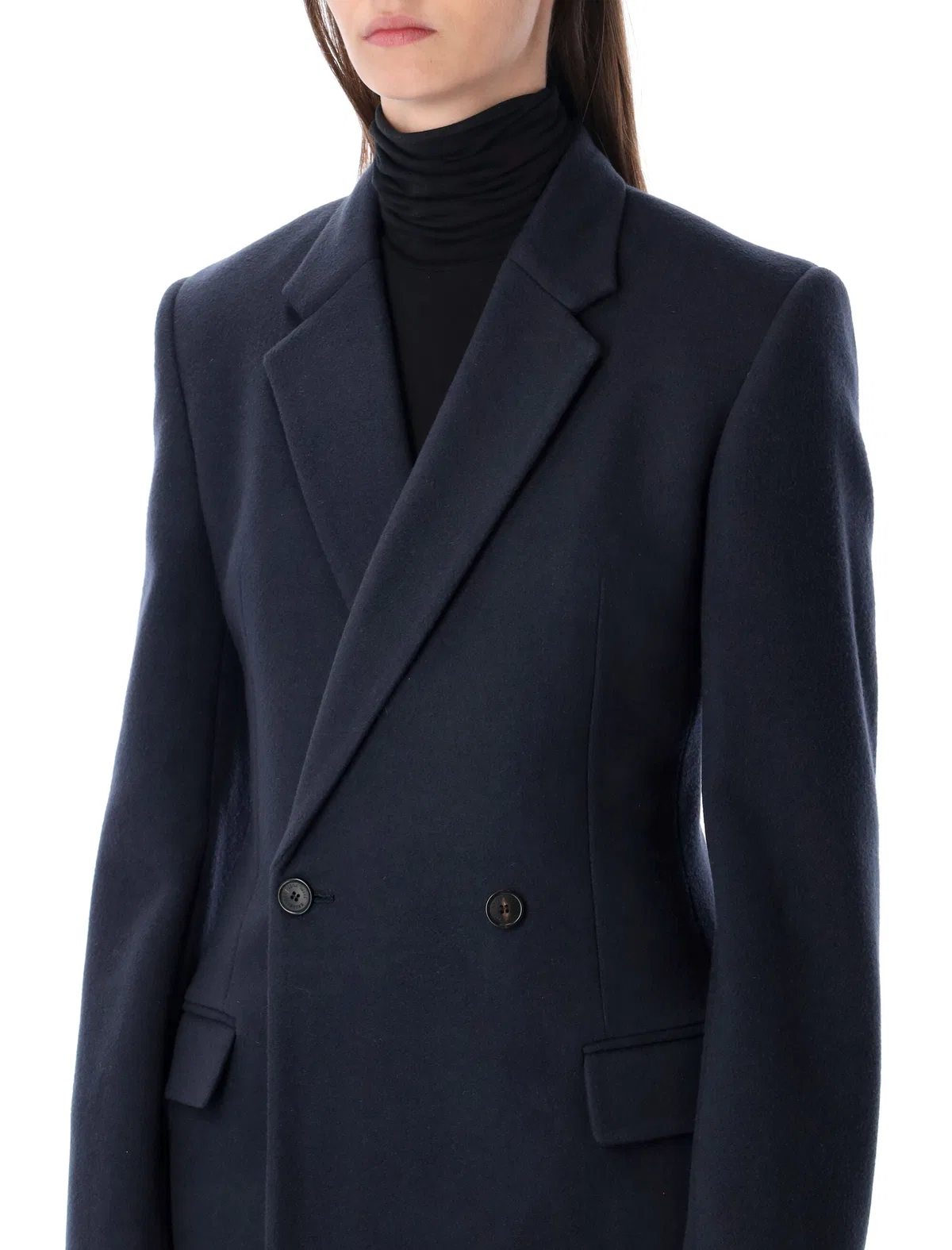 Balenciaga Godet Brushed Wool Midi Coat