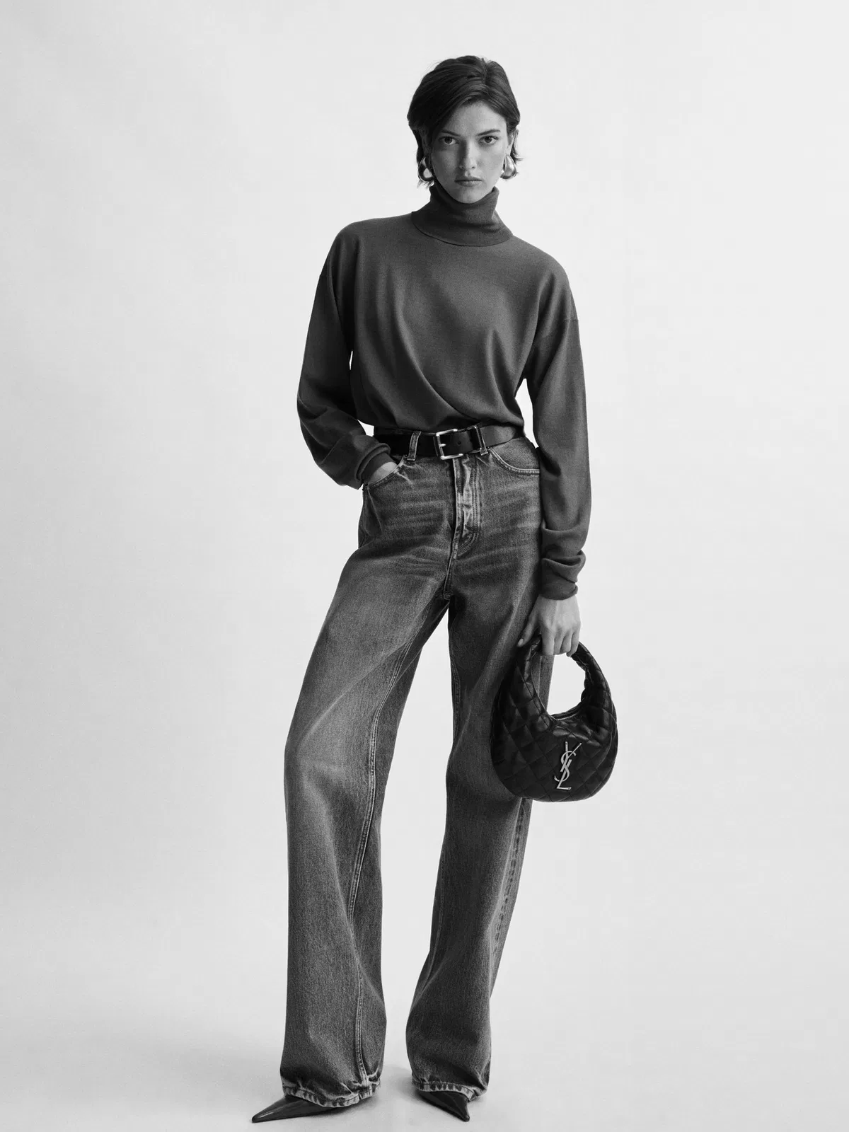 Saint Laurent Sand Nappa Leather Icarino Shoulder Bag