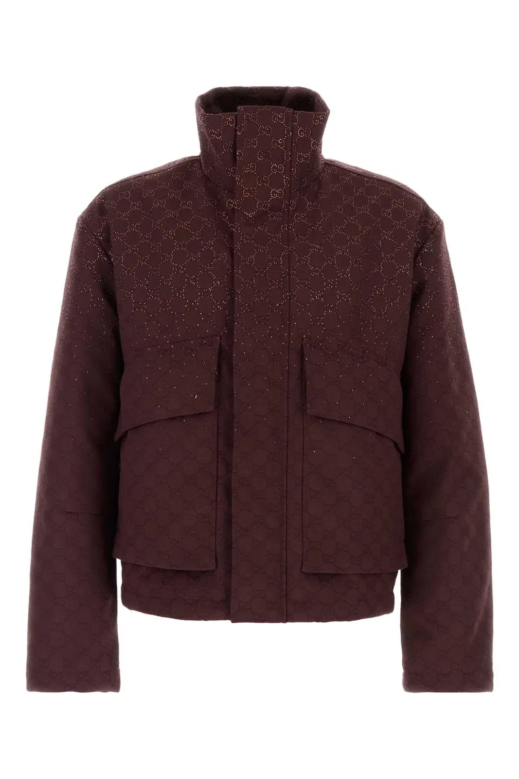 Gucci Burgundy Gg Fabric Padded Jacket