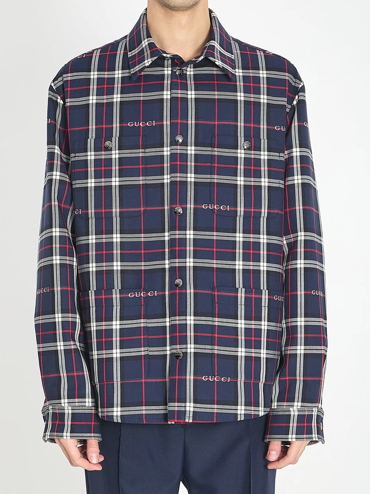 Gucci Quilted Jacquard Cotton Tartan Shirt