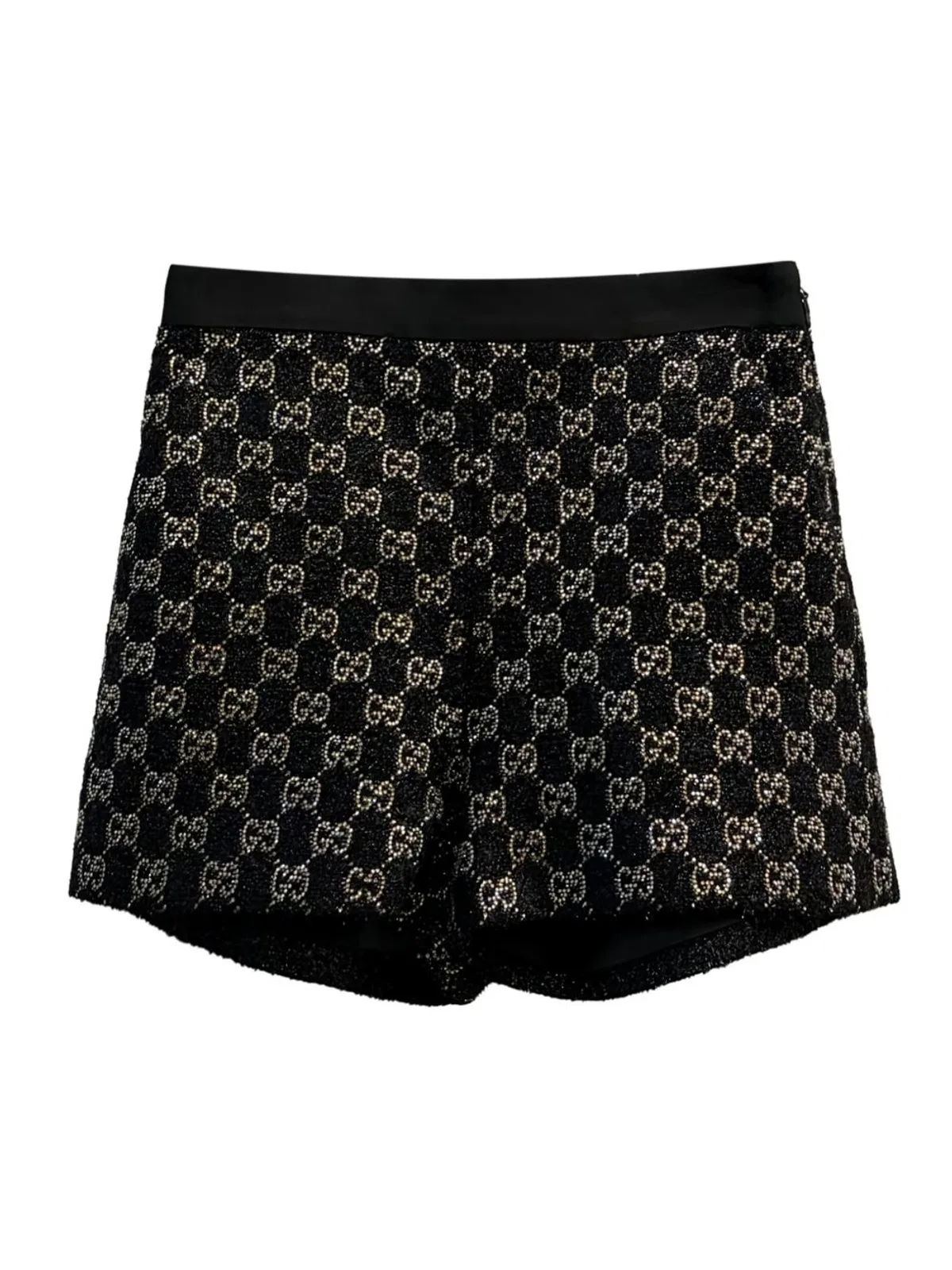Gucci Embroidered Lamé Wool Tweed Shorts