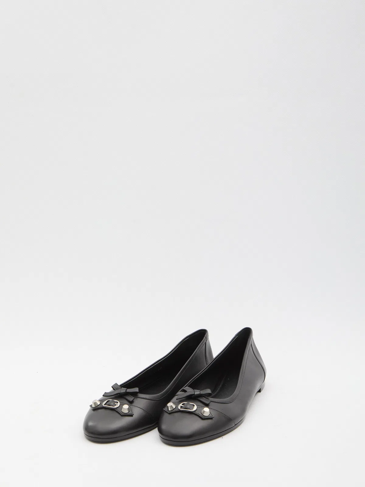 Balenciaga Black Leather City Up Ballerinas