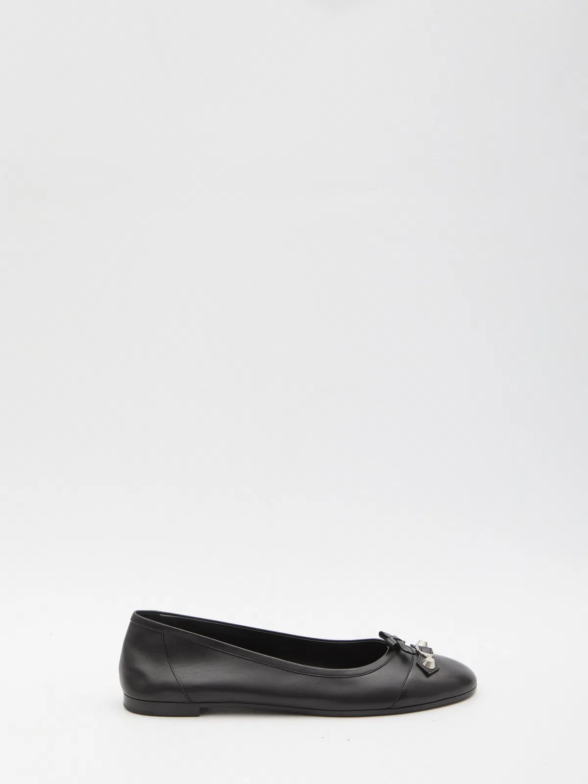 Balenciaga Black Leather City Up Ballerinas