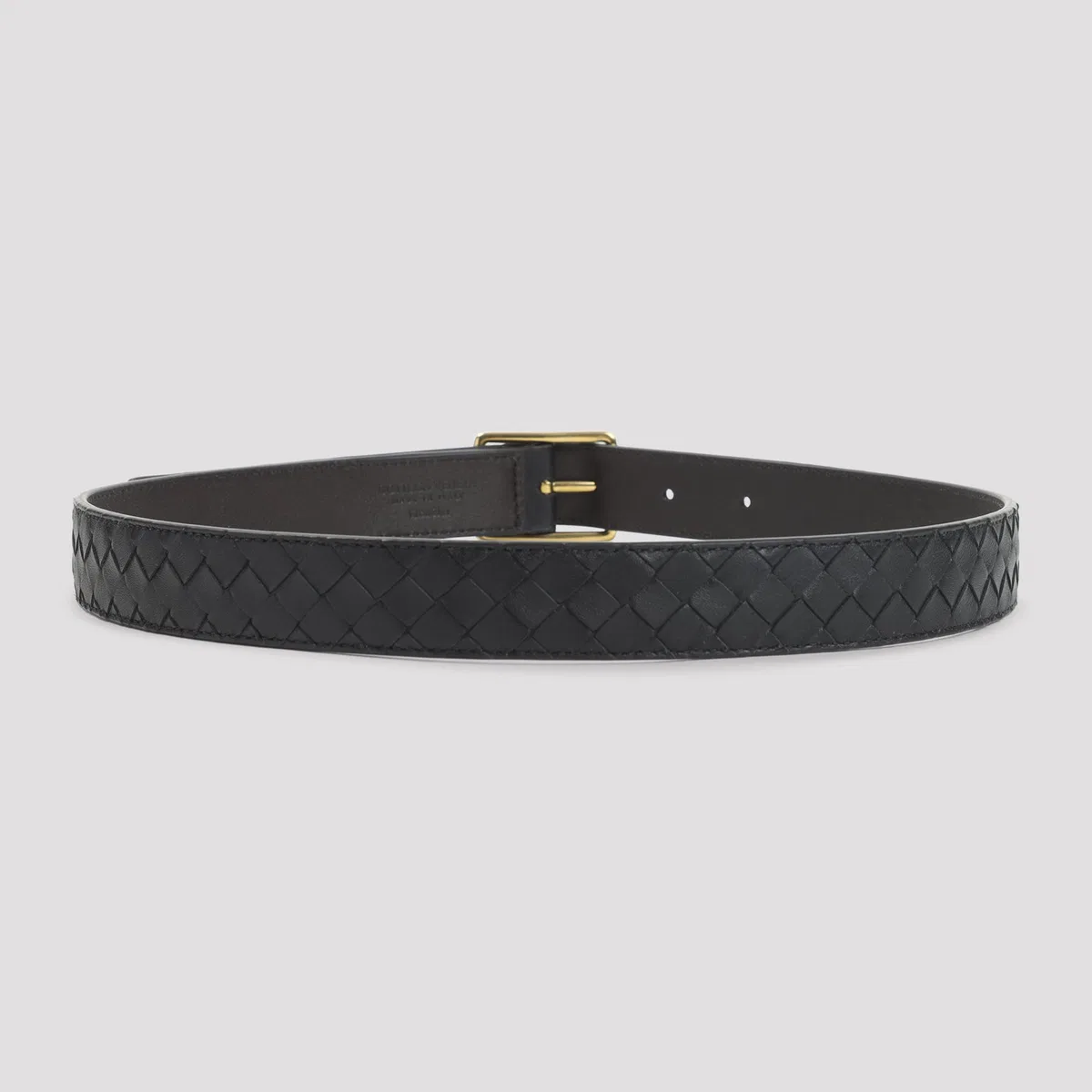 Bottega Veneta Black Calf Leather Reverso Belt