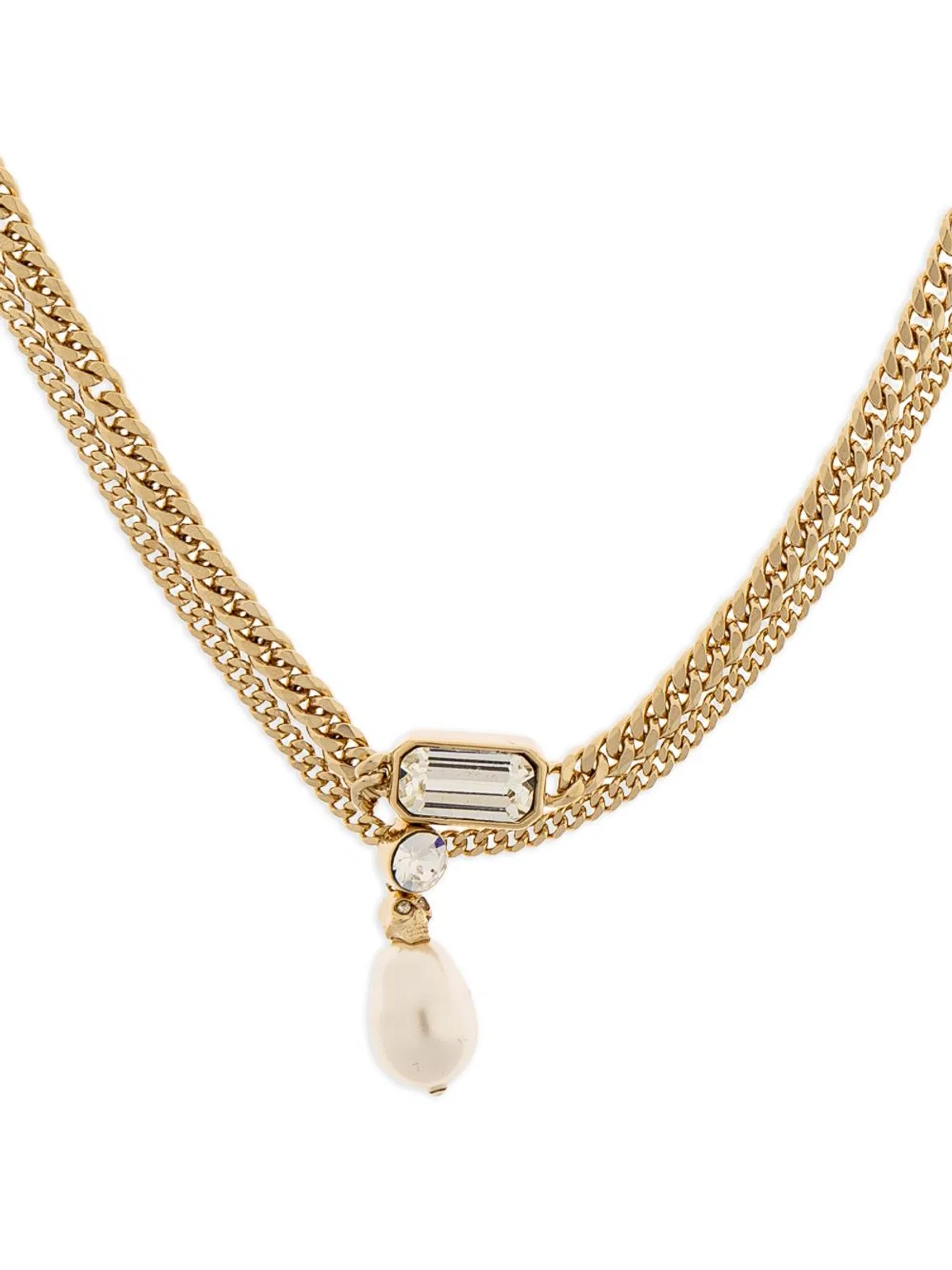 Alexander Mcqueen Gold Tone Chain Drop Pendant Necklace