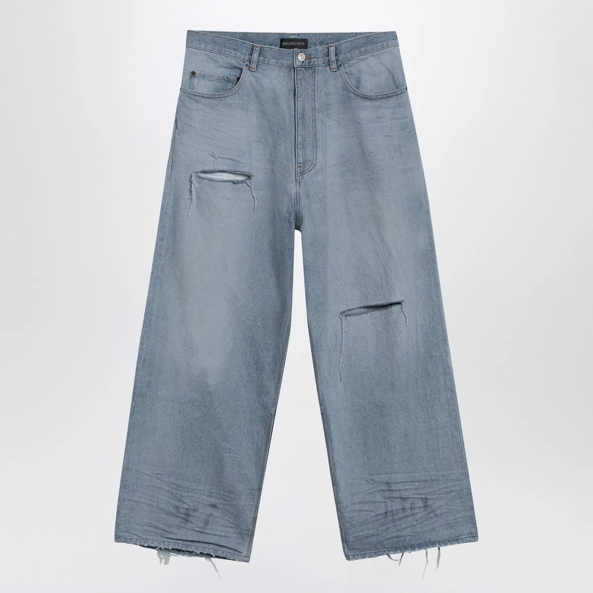 Balenciaga Light Blue Baggy Jeans With Rips