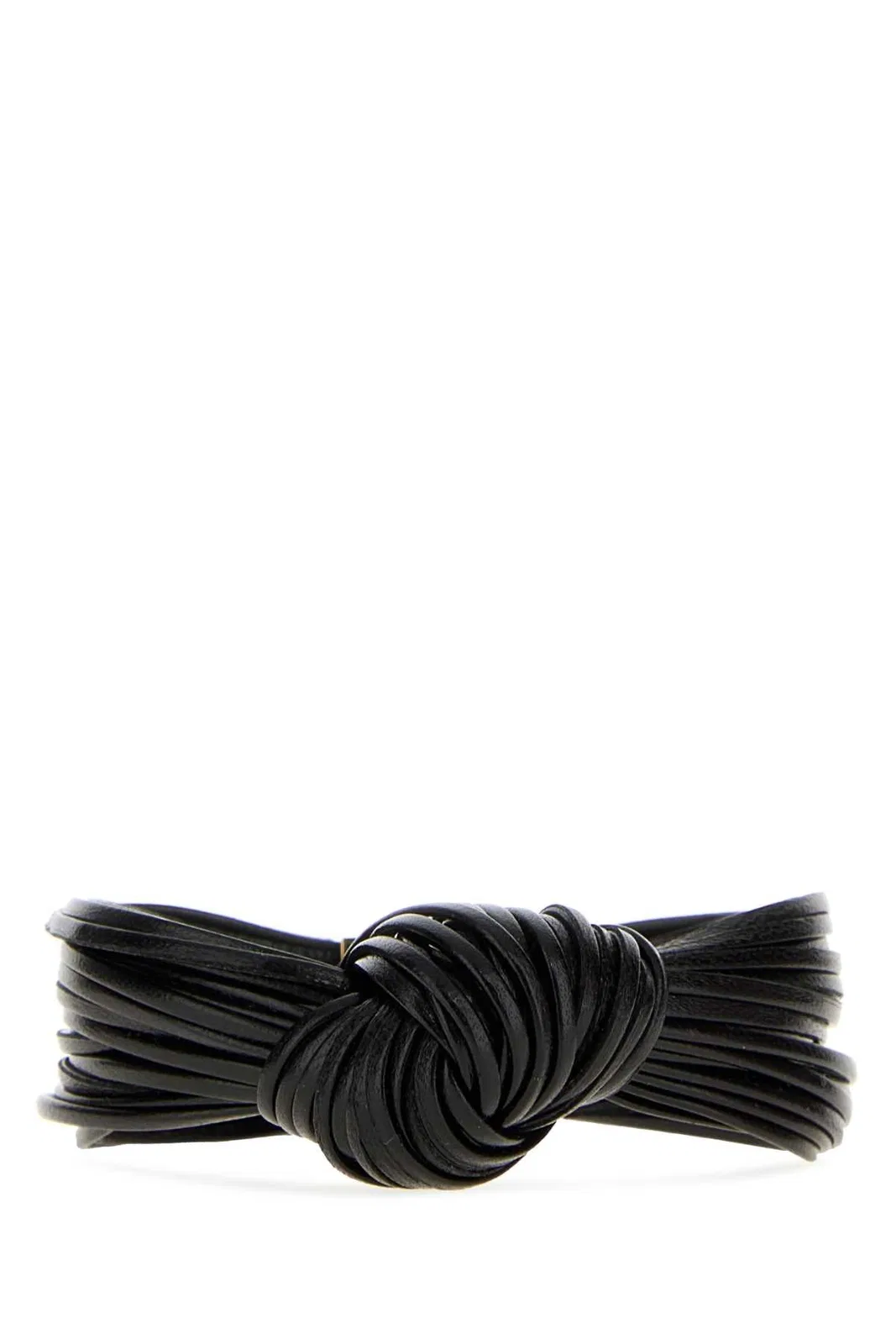Bottega Veneta Black Leather Knot Bracelet